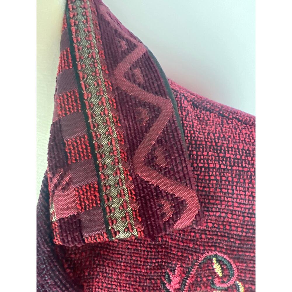 Boho Cottagecore Patchwork Embroidered Jacket Red… - image 4